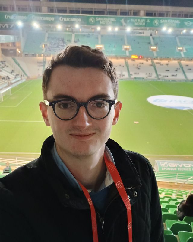 Henry in the stands in Córdoba with a press pass